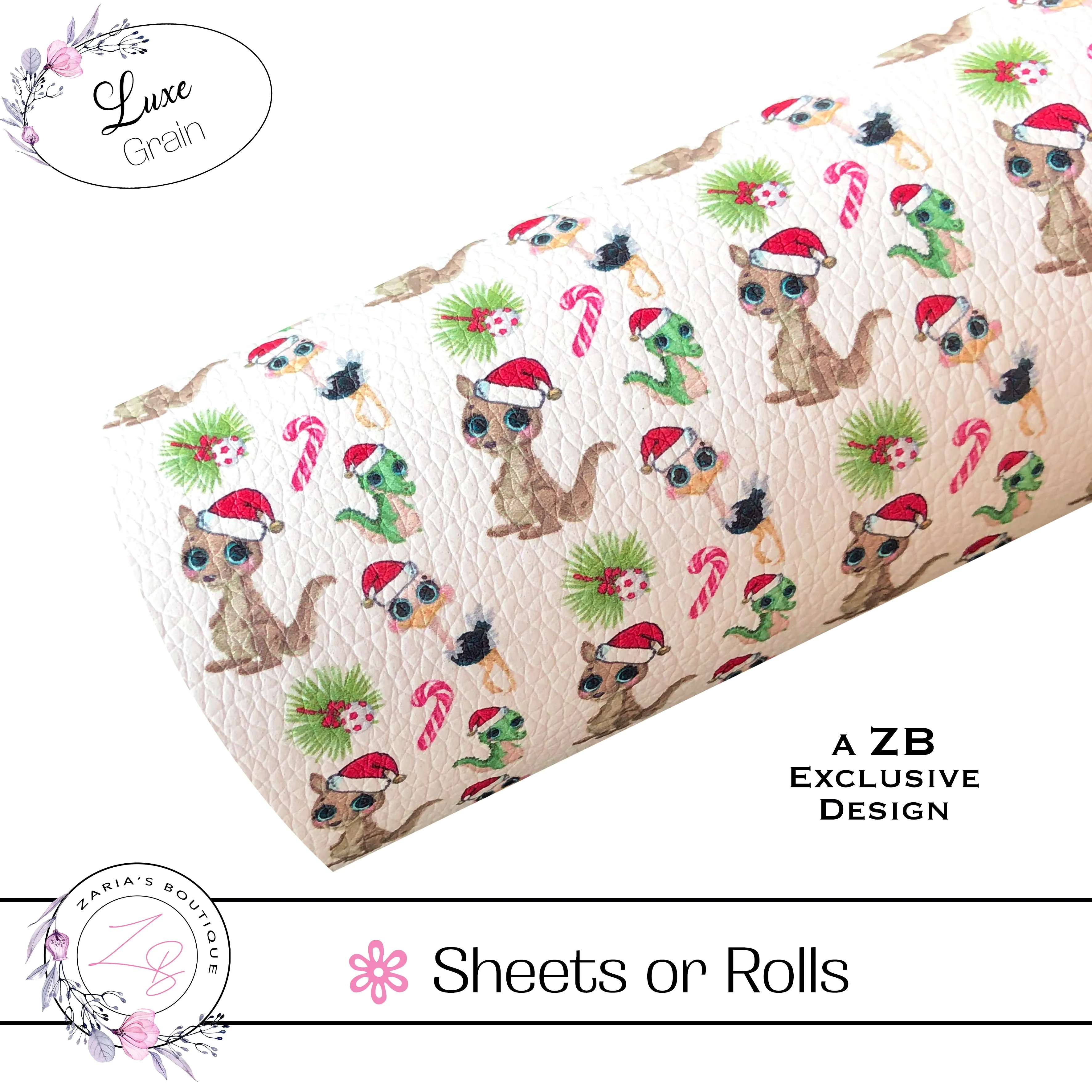 ⋅  Aussie Christmas ⋅ Exclusive Luxe Vegan Faux Leather ⋅ Sheets or Rolls! ⋅