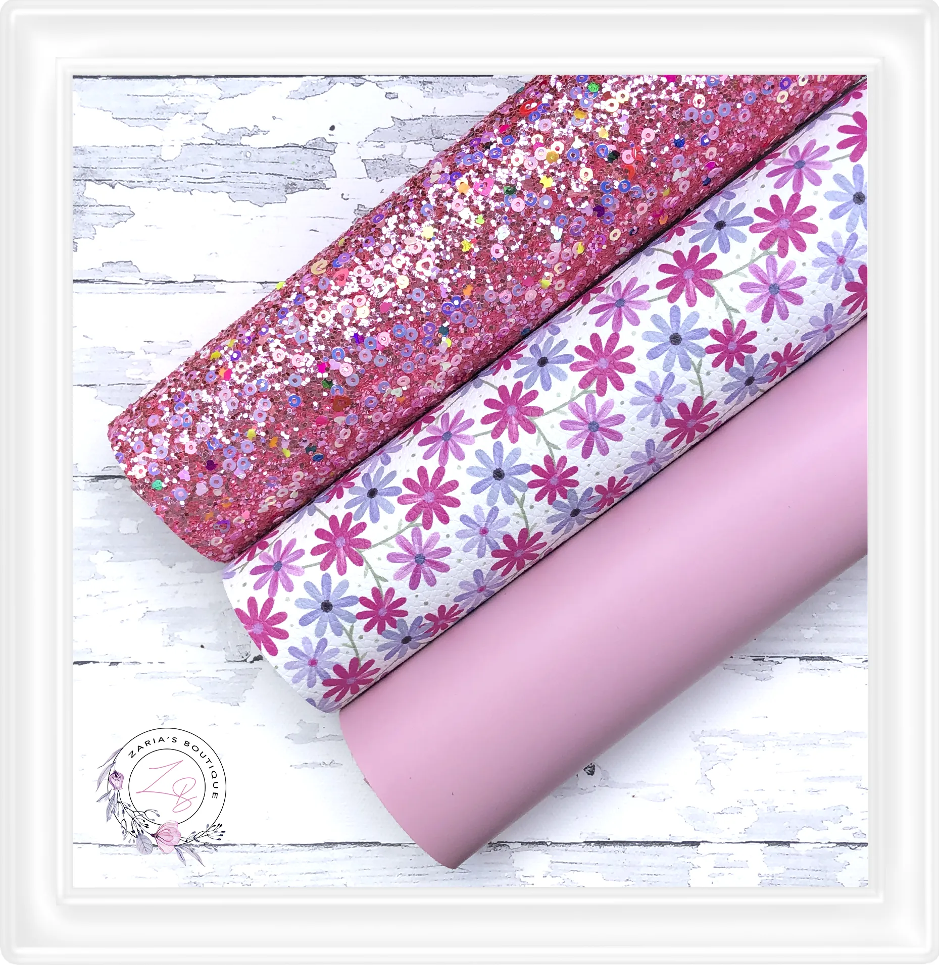 ⋅ Daisy Delight ⋅ Premium Vegan Faux Leather  &  Glitter Bundle ⋅