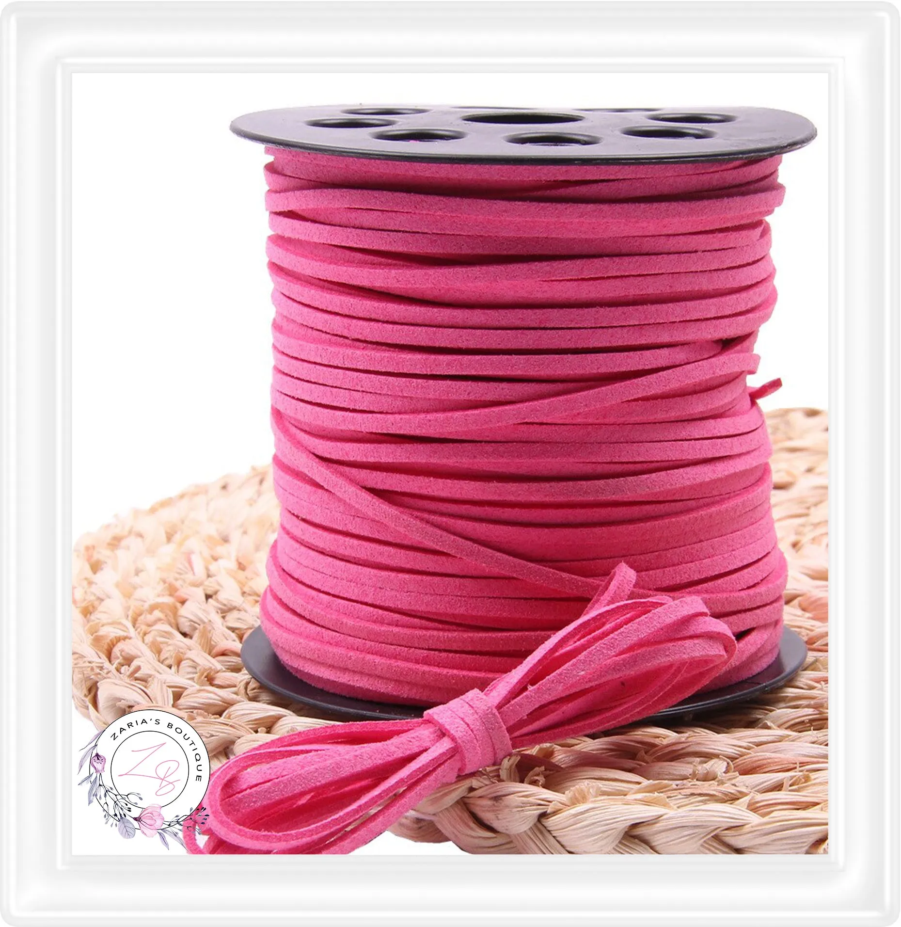 ⋅ Faux Suede Cord ⋅ 2.7mm ⋅ Bright Pink ⋅ 5 Metres ⋅