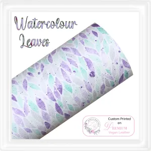 ⋅ Watercolour Leaves ⋅ Custom Printed Premium Vegan Faux Leather ⋅ 