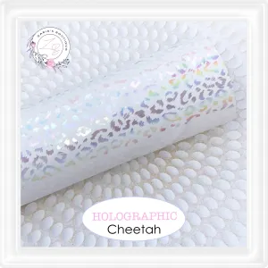 • White Holographic Cheetah • Premium Faux Leather •