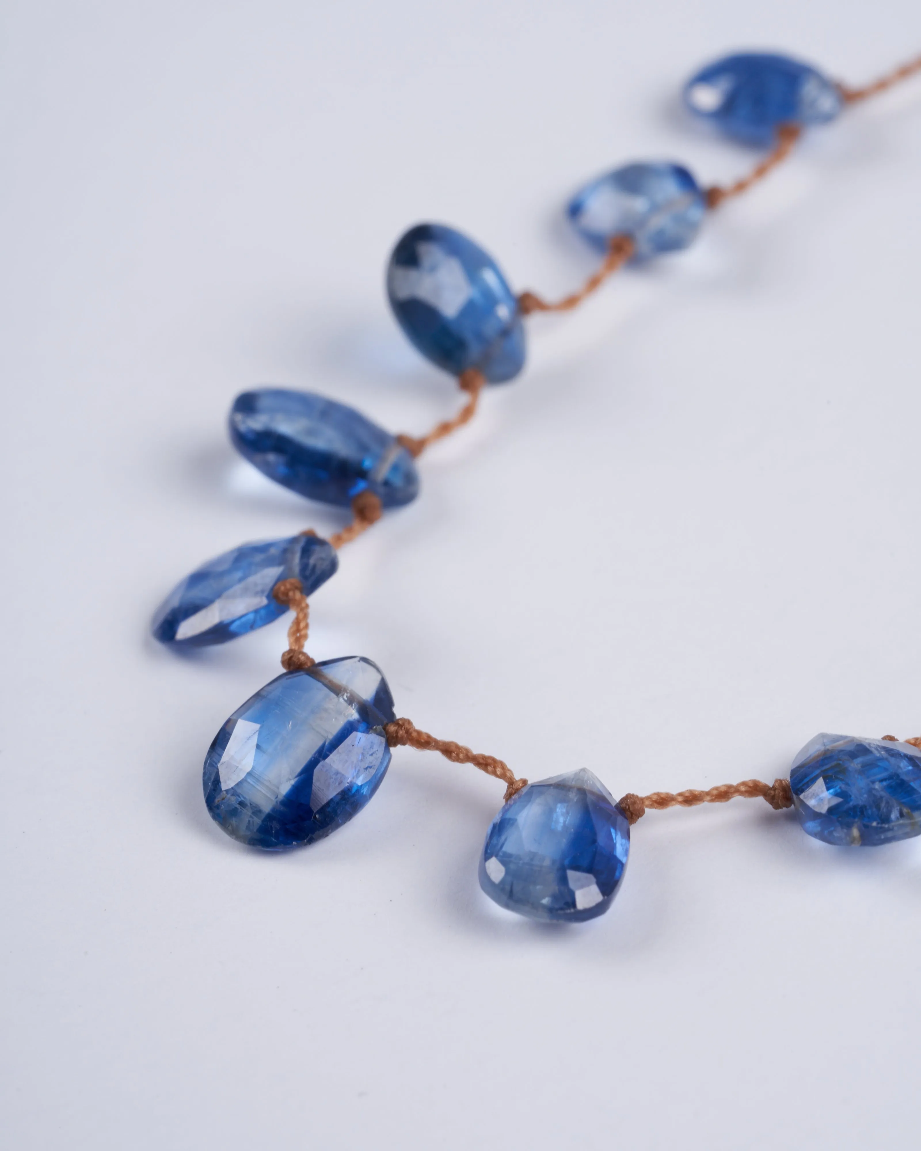 11 stone kyanite tassel necklace - stone