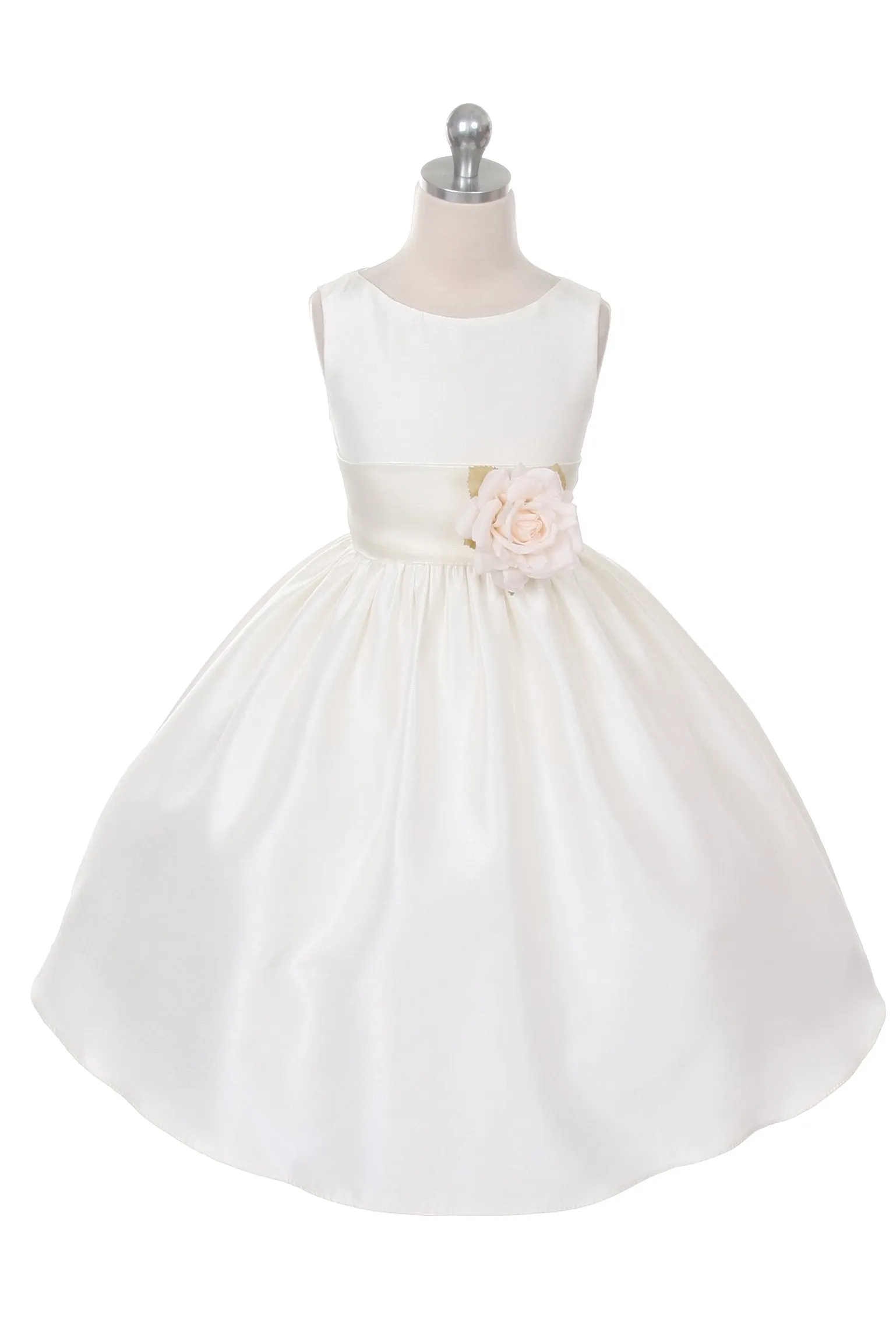204 Poly Silk Organza Sash Girl Dress (White Dress)