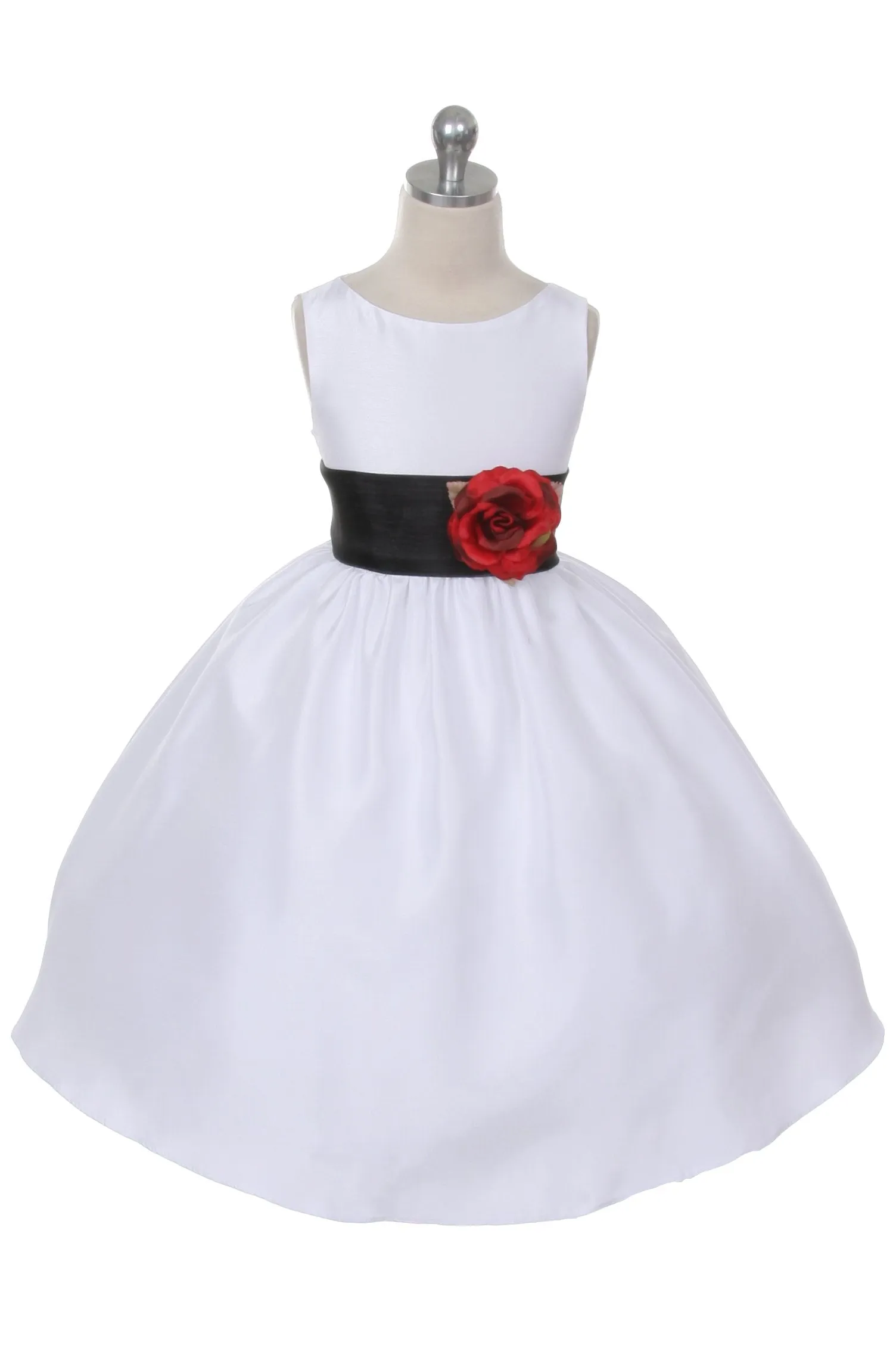204 Poly Silk Organza Sash Girl Dress (White Dress)