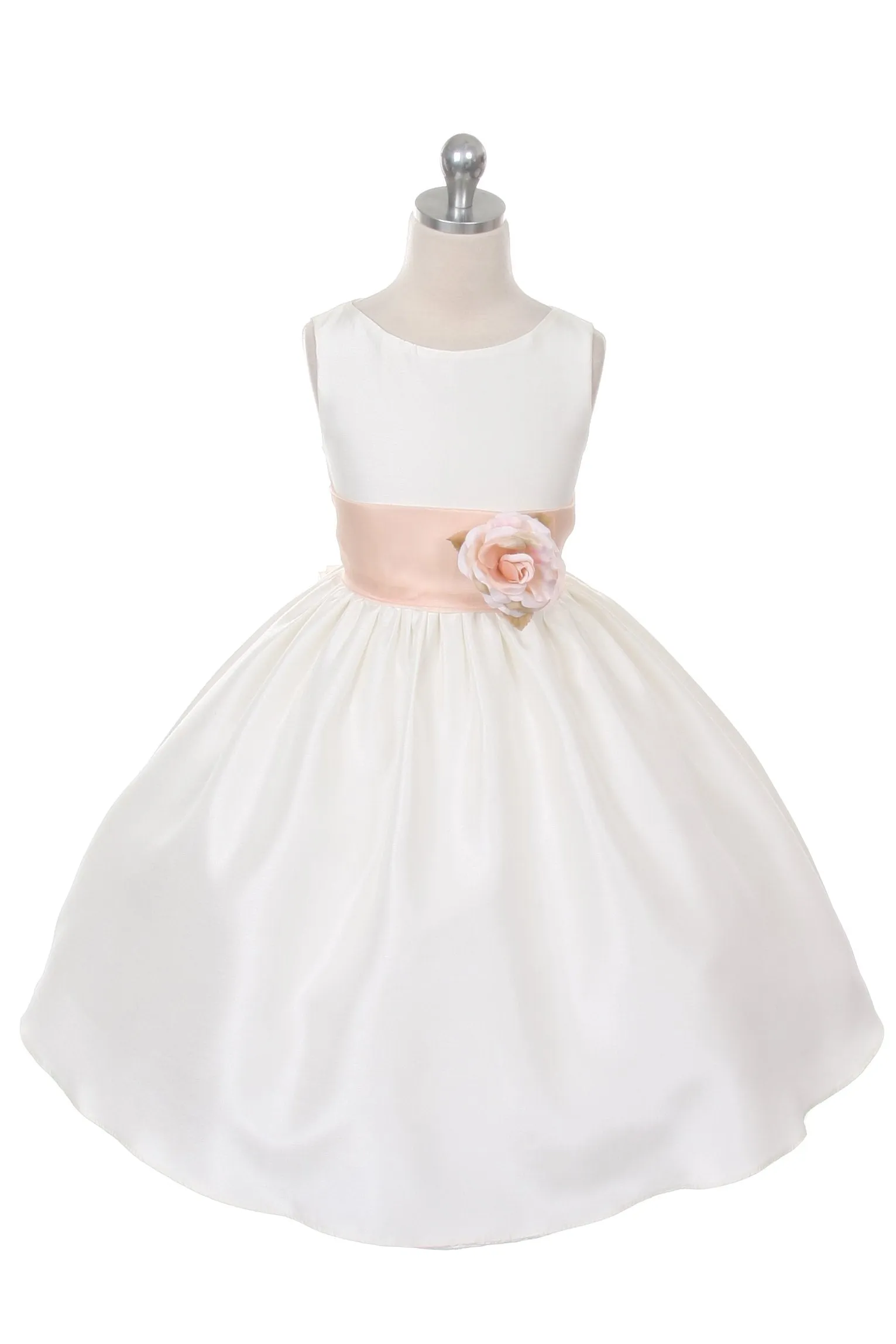 204 Poly Silk Organza Sash Girl Dress (White Dress)