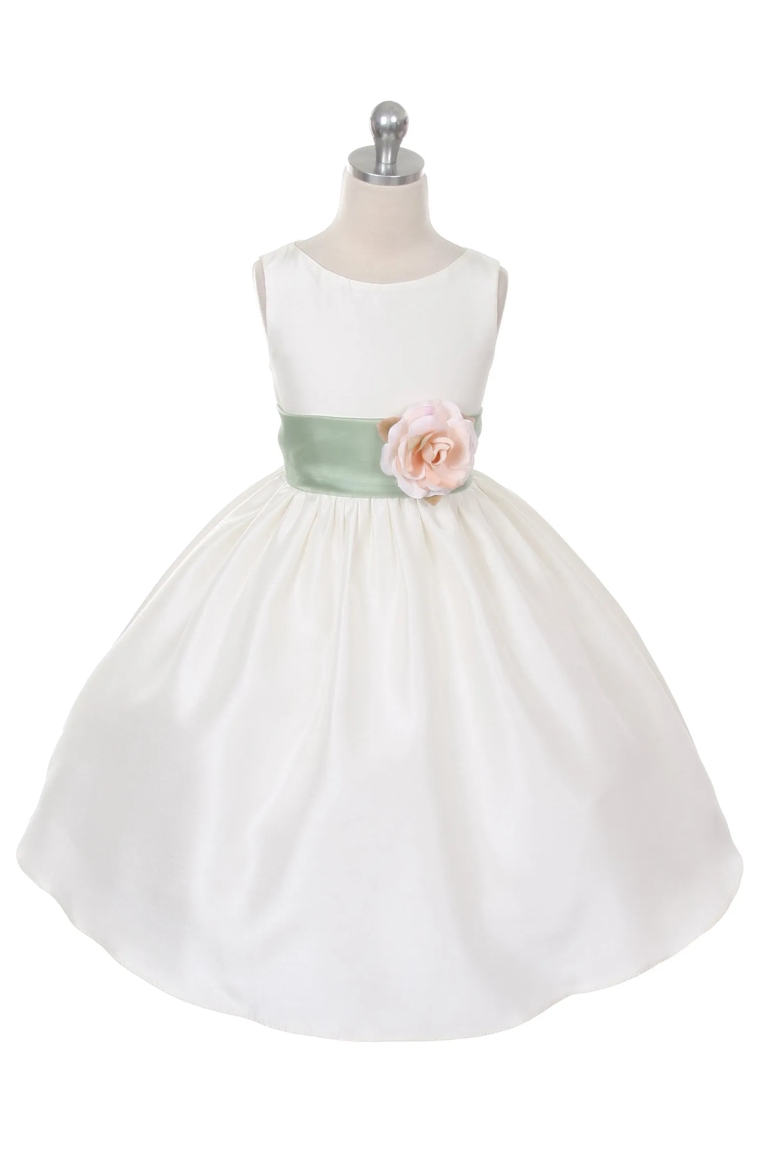 204 Poly Silk Organza Sash Girl Dress (White Dress)