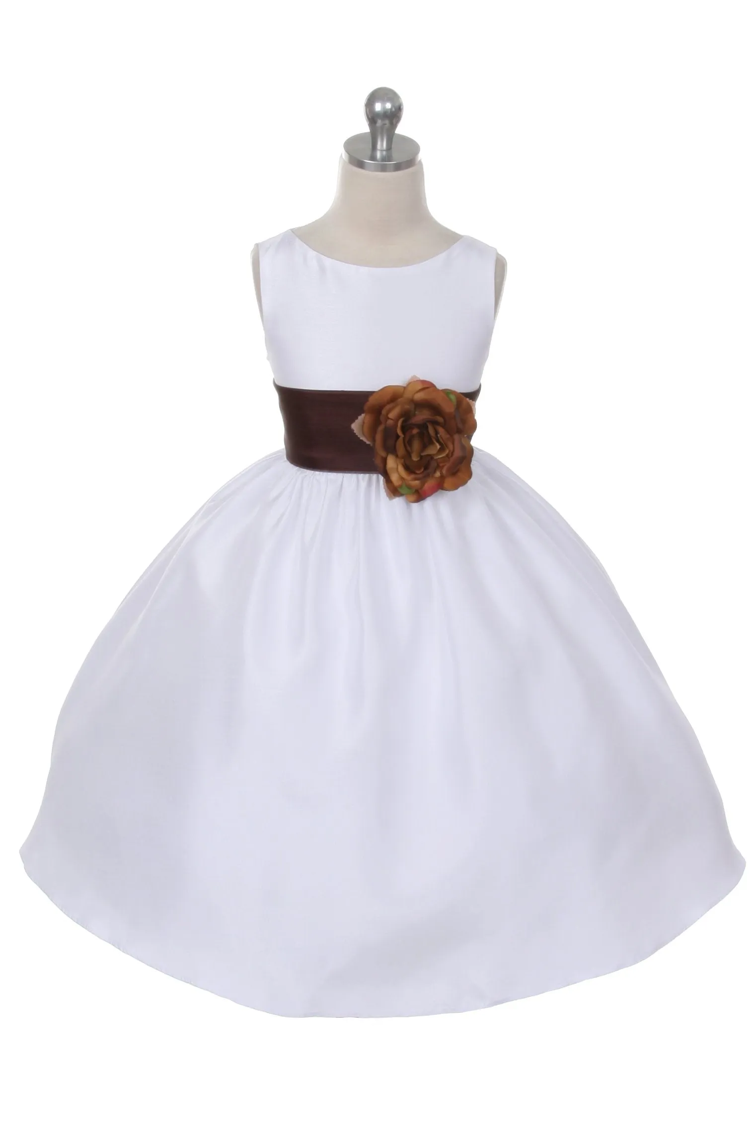 204 Poly Silk Organza Sash Girl Dress (White Dress)