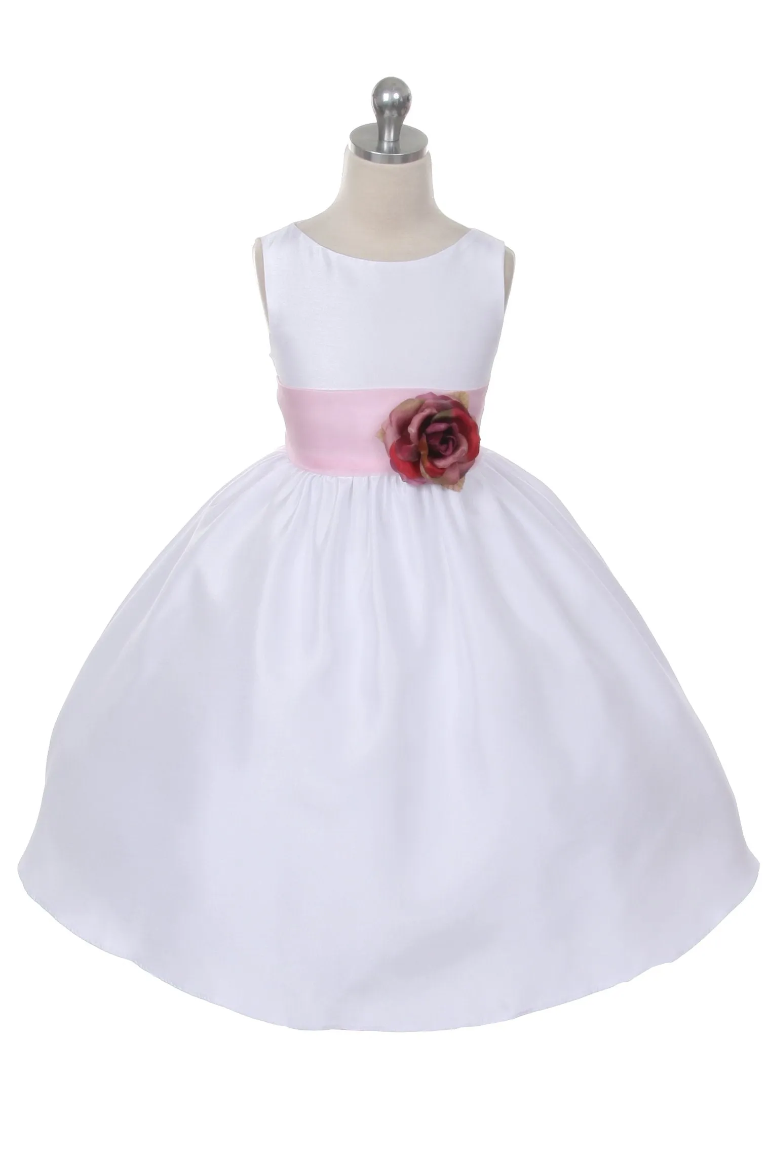 204 Poly Silk Organza Sash Girl Dress (White Dress)