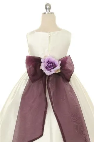 204 Poly Silk Organza Sash Girl Dress (White Dress)