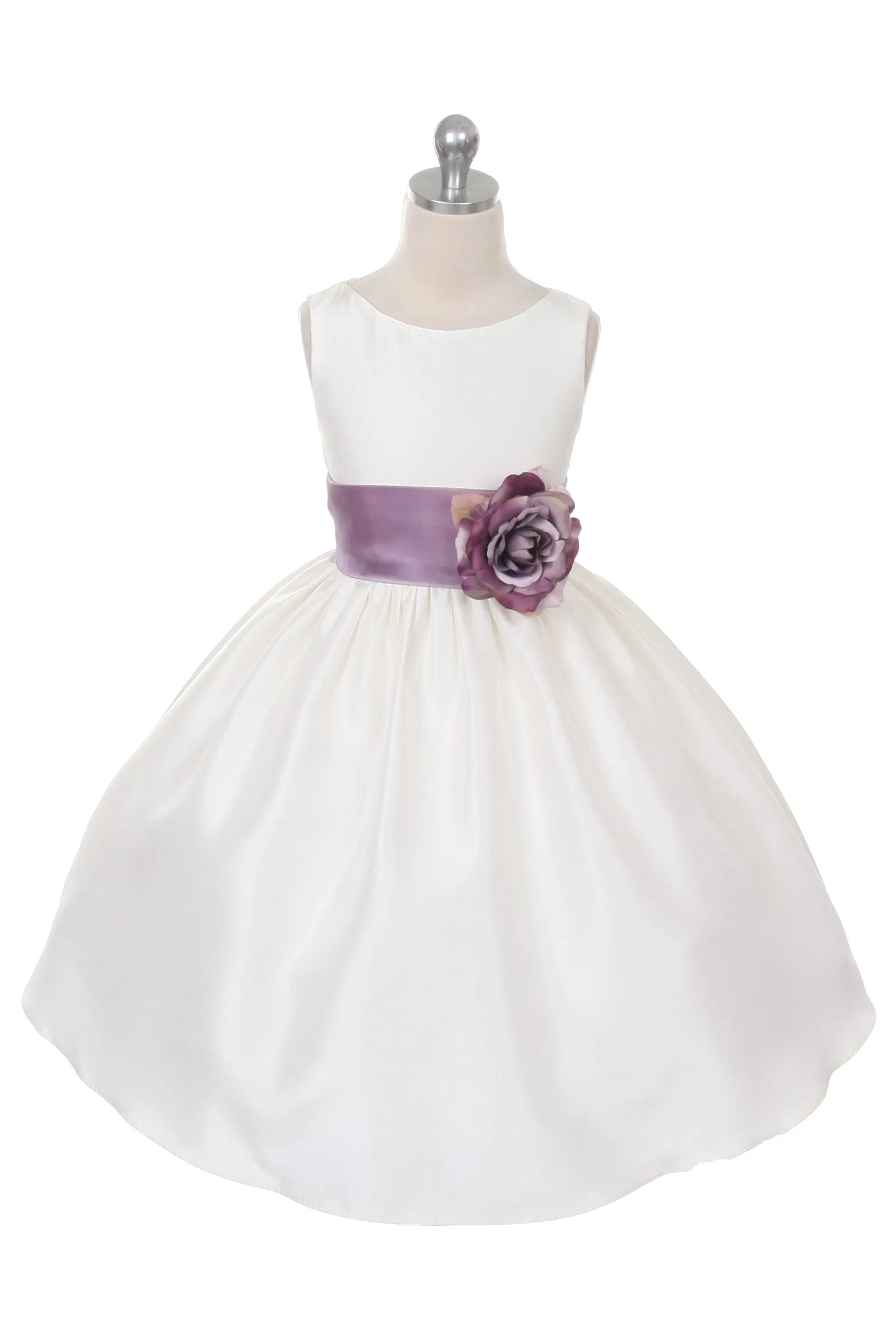 204 Poly Silk Organza Sash Girl Dress (White Dress)