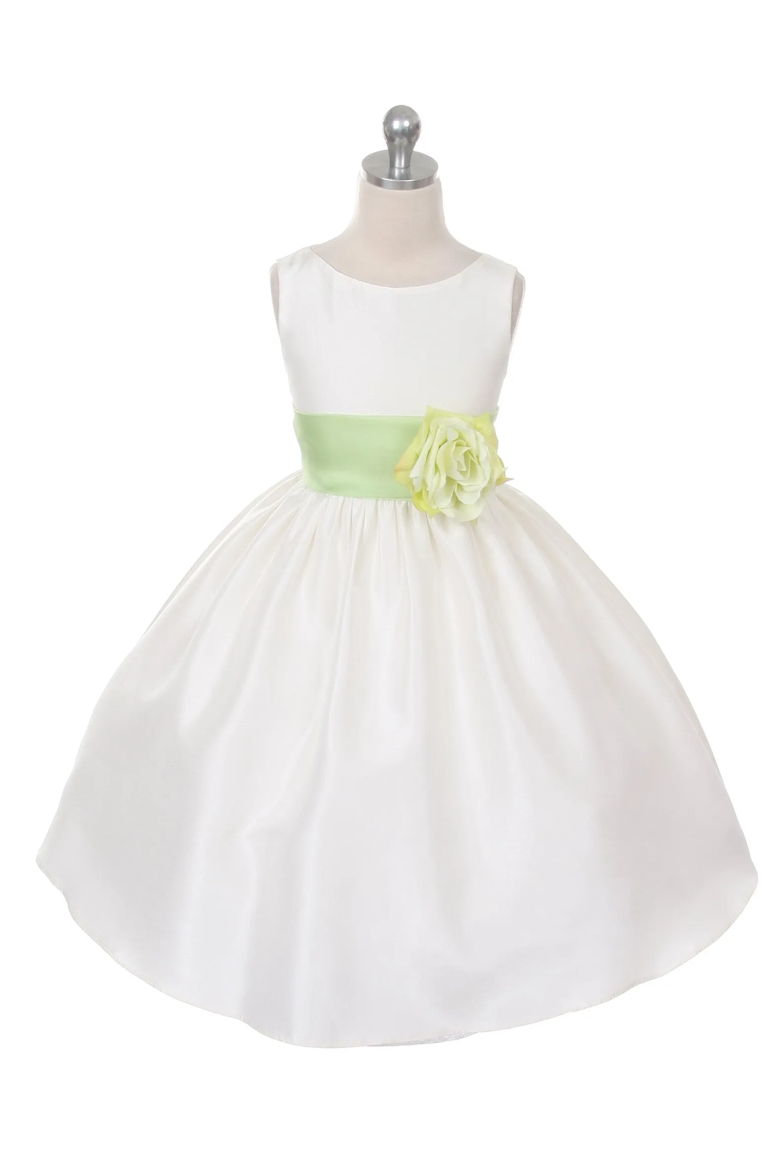 204 Poly Silk Organza Sash Girl Dress (White Dress)