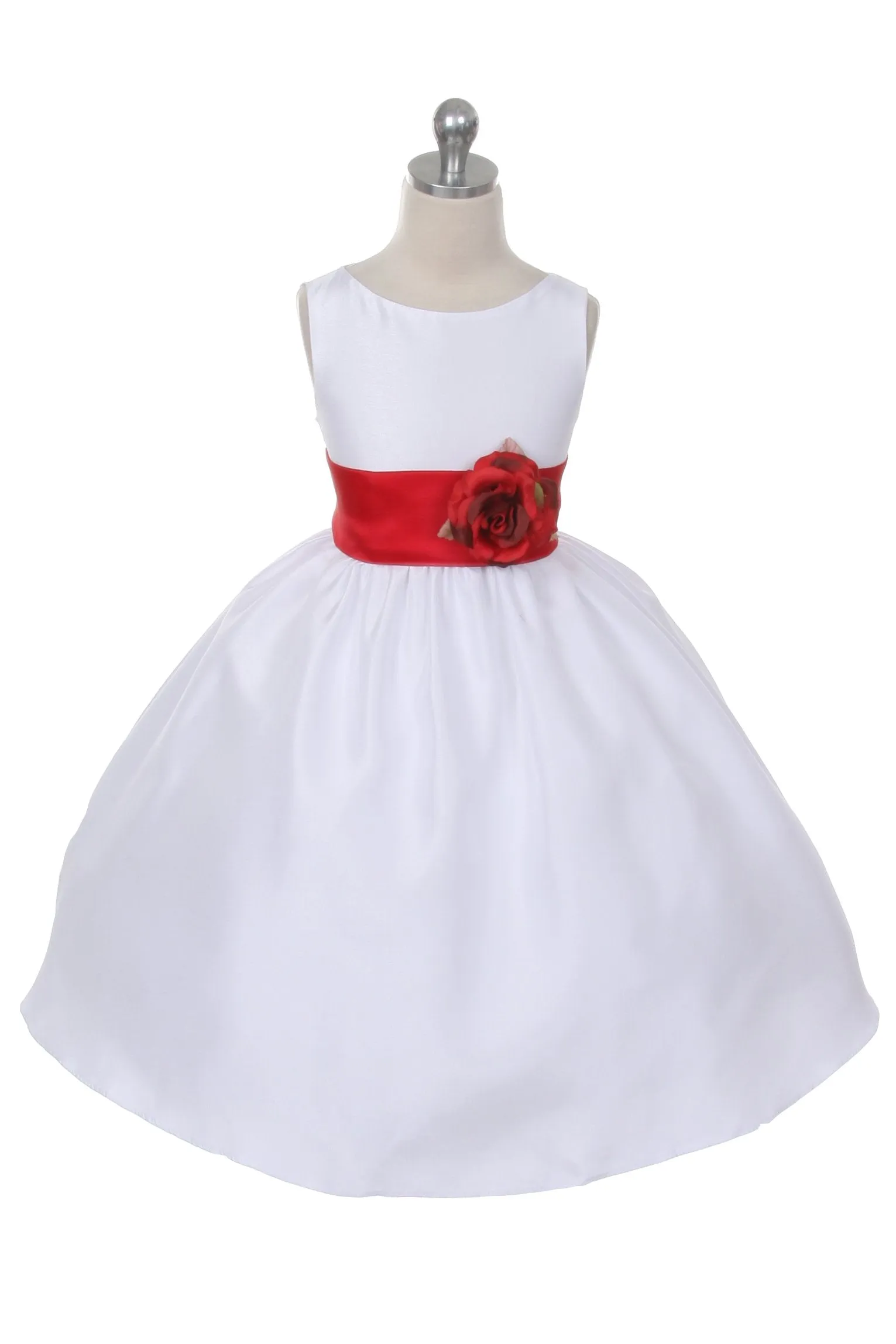204 Poly Silk Organza Sash Girl Dress (White Dress)
