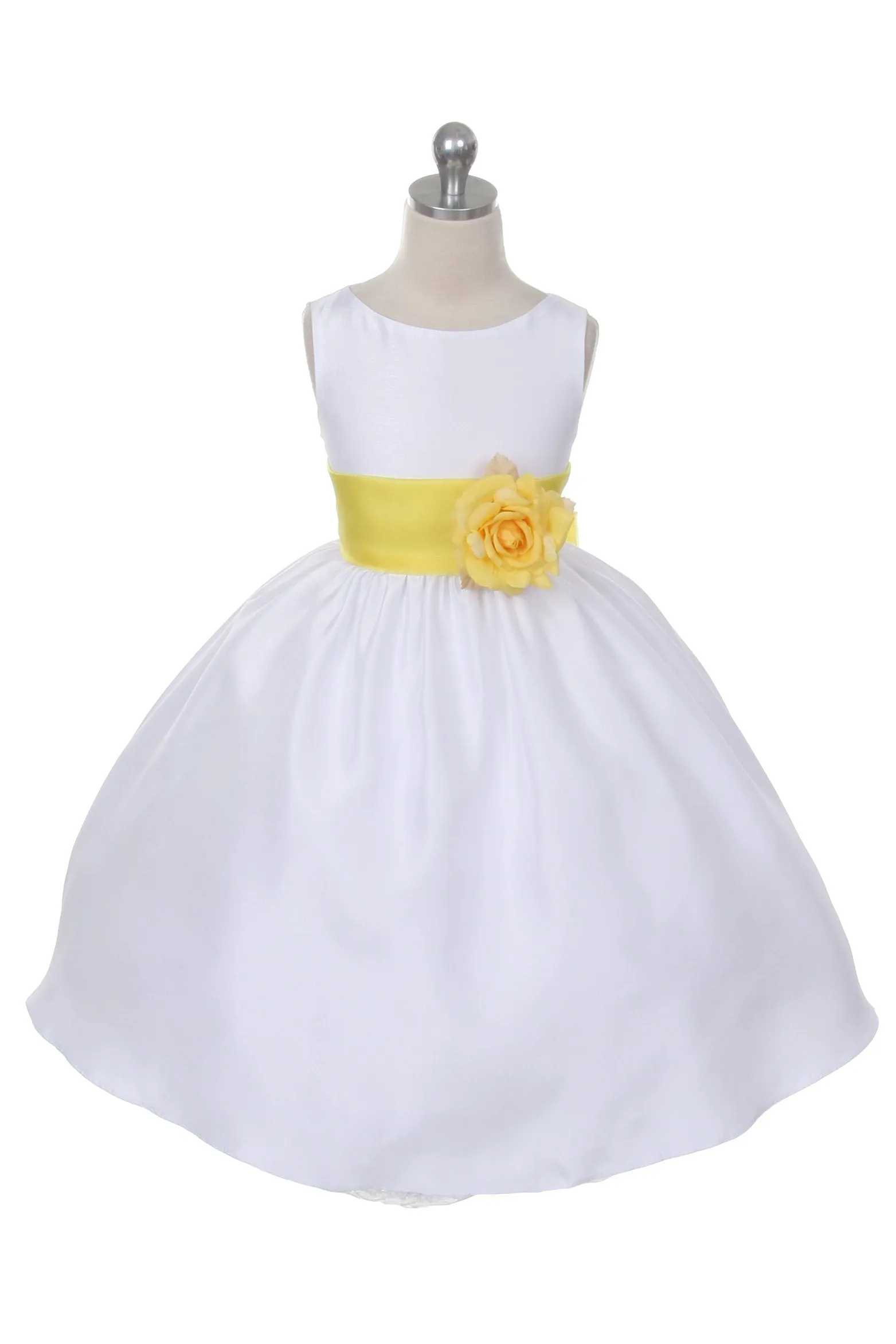 204 Poly Silk Organza Sash Girl Dress (White Dress)