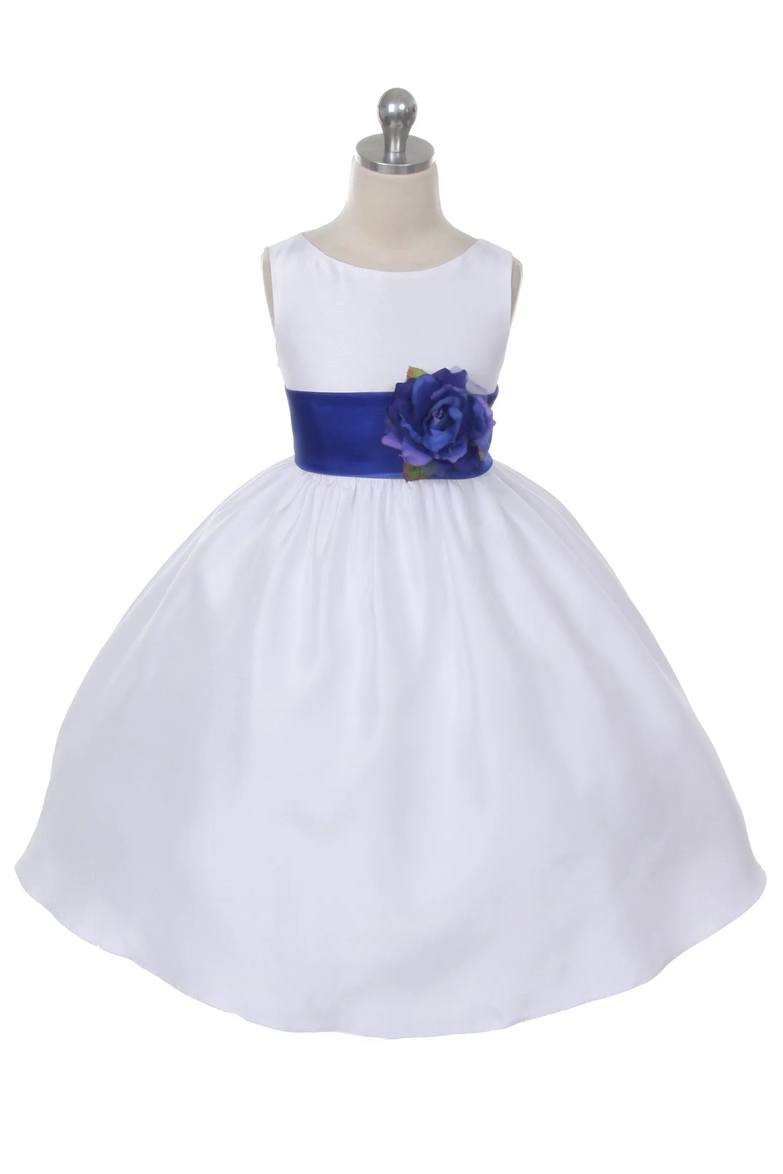 204 Poly Silk Organza Sash Girl Dress (White Dress)