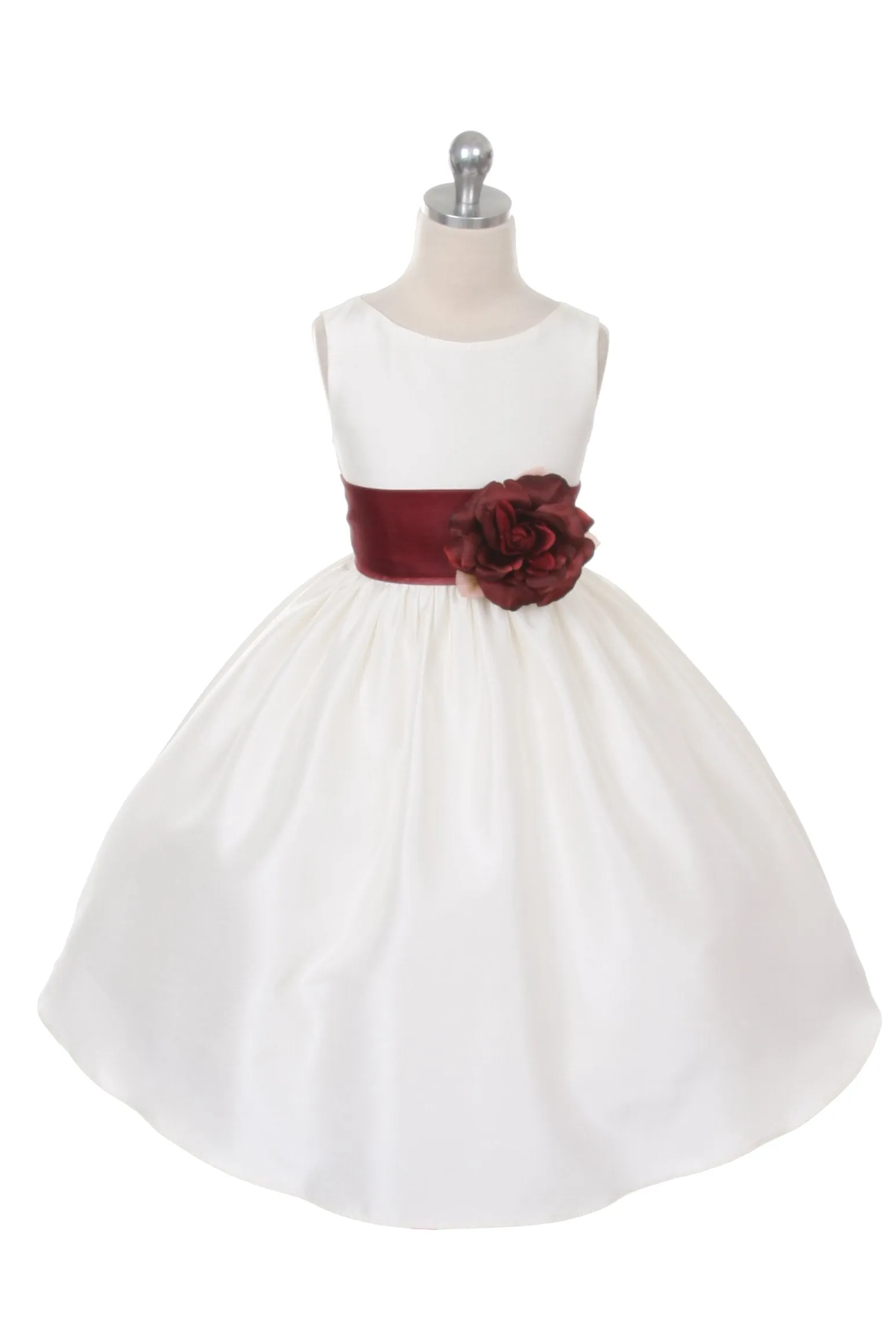 204 Poly Silk Organza Sash Girl Dress (White Dress)