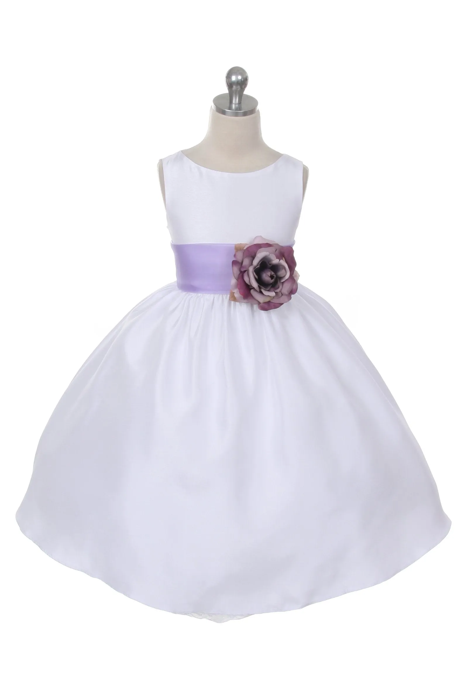 204 Poly Silk Organza Sash Girl Dress (White Dress)