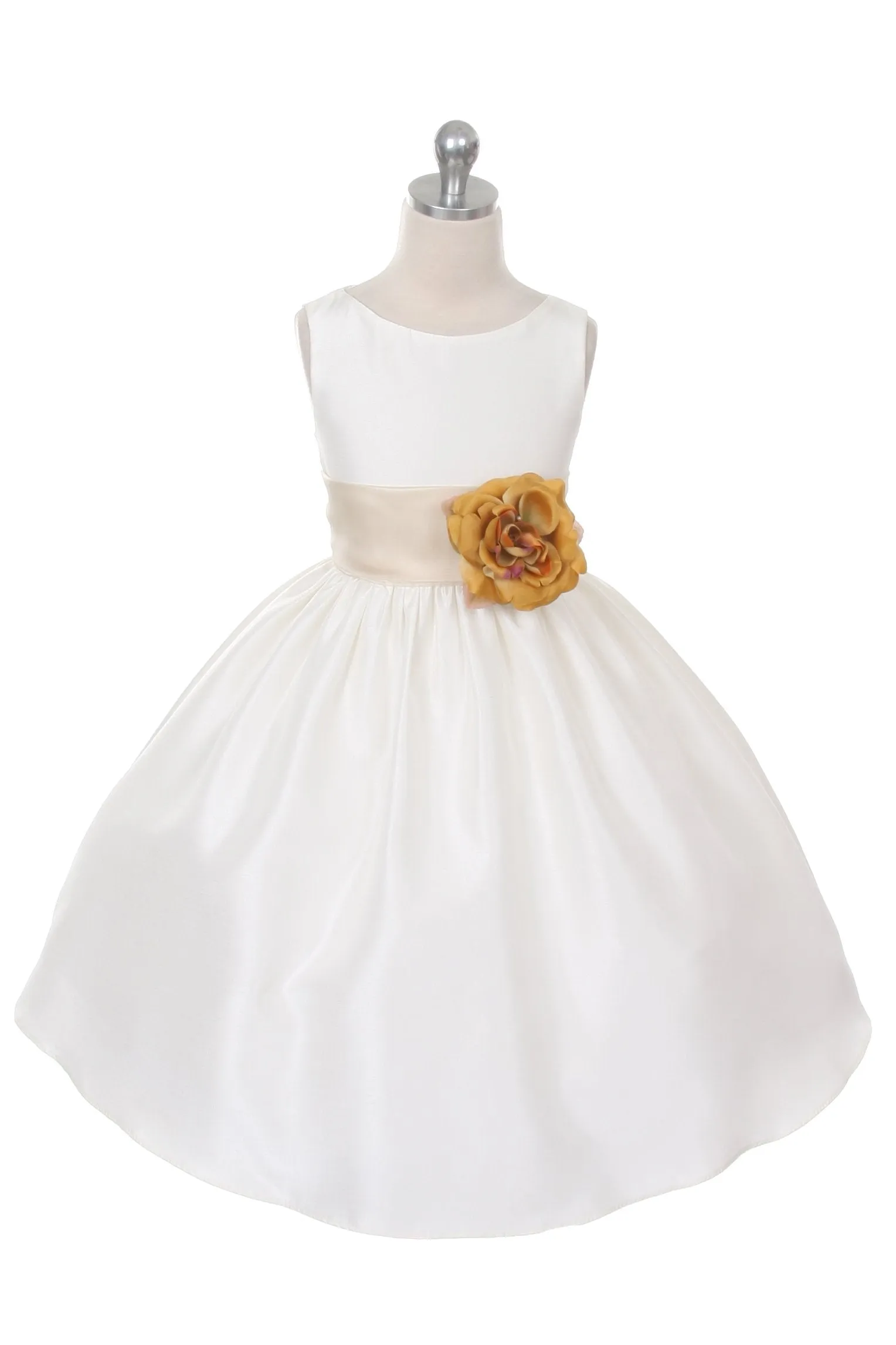 204 Poly Silk Organza Sash Girl Dress (White Dress)