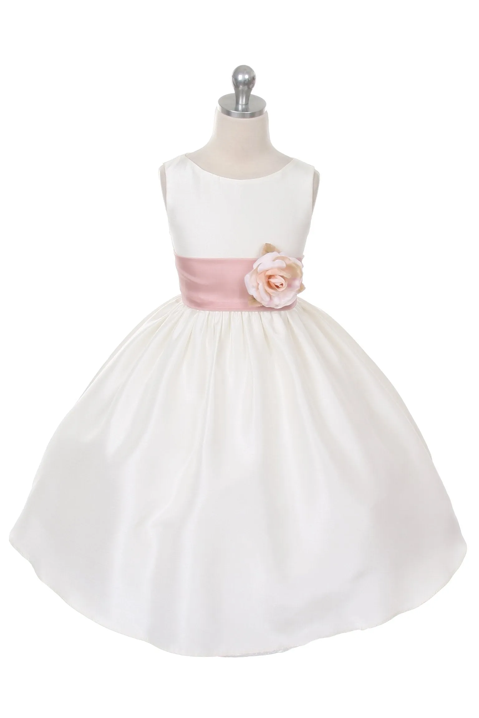 204 Poly Silk Organza Sash Girl Dress (White Dress)