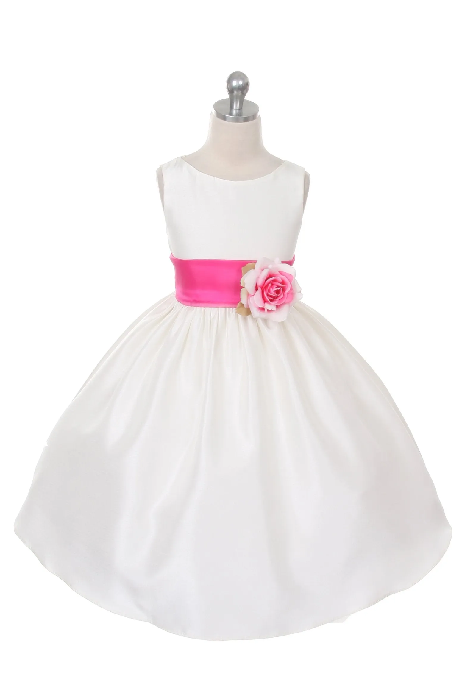 204 Poly Silk Organza Sash Girl Dress (White Dress)