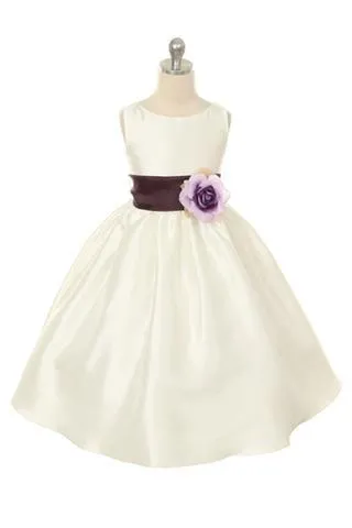 204 Poly Silk Organza Sash Girl Dress (White Dress)