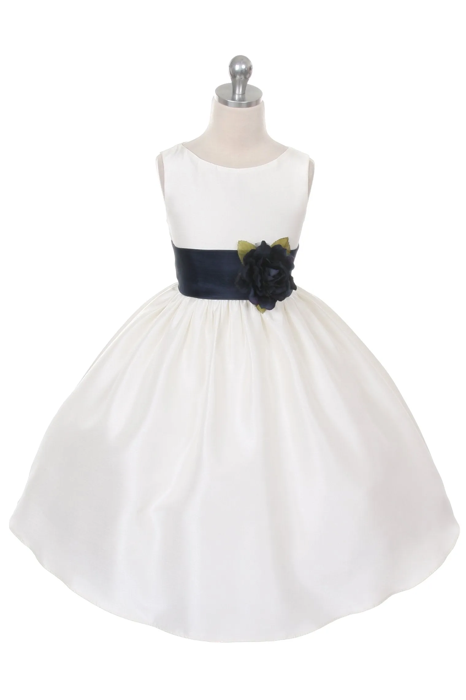 204 Poly Silk Organza Sash Girl Dress (White Dress)