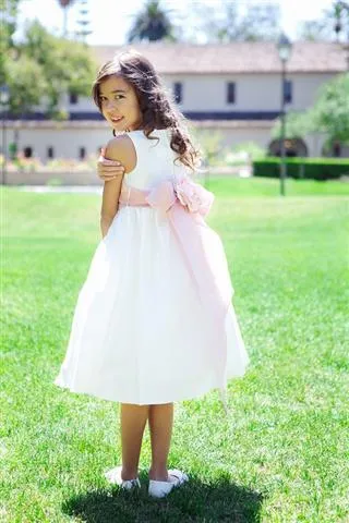 204 Poly Silk Organza Sash Girl Dress (White Dress)