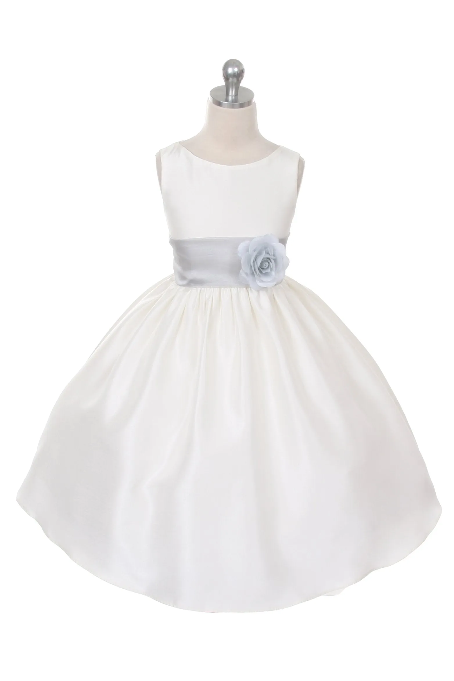 204 Poly Silk Organza Sash Girl Dress (White Dress)