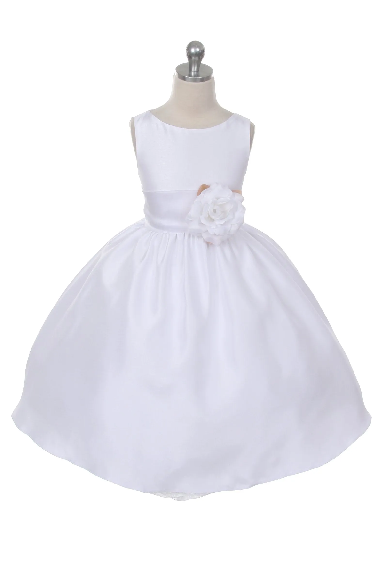 204 Poly Silk Organza Sash Girl Dress (White Dress)