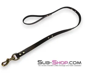 2725A      Gold Standard Black Leather Bondage Leash