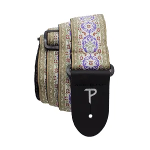 2" TAUPE PURPLE ORNATE PATTERN JACQUARD GUITAR STRAP