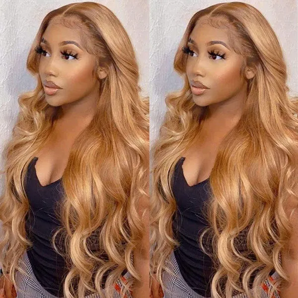 30# Brown 13x4 Body Wave Lace Wigs Pre-plucked Colored Human Hair Lace Front Wigs