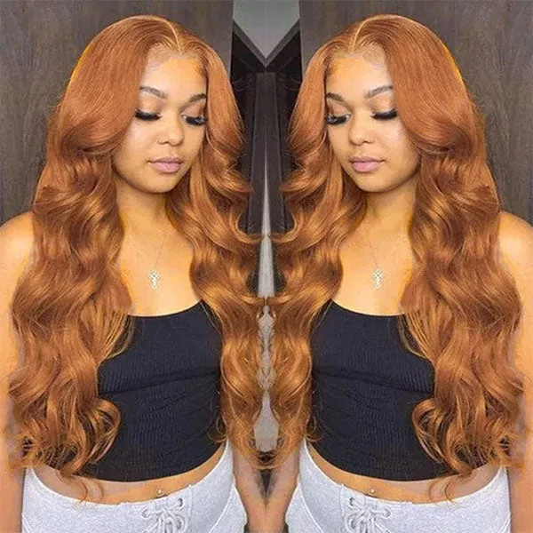 30# Brown 13x4 Body Wave Lace Wigs Pre-plucked Colored Human Hair Lace Front Wigs