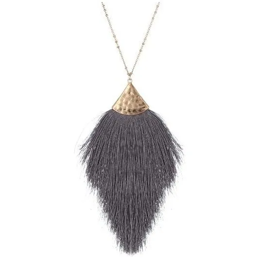 30" LONG TASSEL NECKLACE DGRY