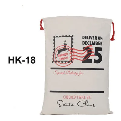 32 Styles Christmas Gift 2018 Santa Sacks 1pc Drawstring Canvas Santa Sack Xmas Canvas Bag Large Santa Claus Gift Bag Handmade