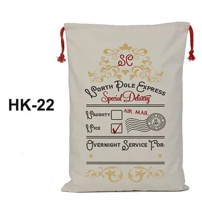 32 Styles Christmas Gift 2018 Santa Sacks 1pc Drawstring Canvas Santa Sack Xmas Canvas Bag Large Santa Claus Gift Bag Handmade