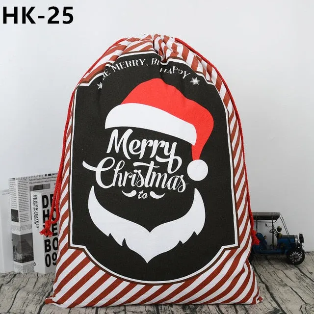 32 Styles Christmas Gift 2018 Santa Sacks 1pc Drawstring Canvas Santa Sack Xmas Canvas Bag Large Santa Claus Gift Bag Handmade