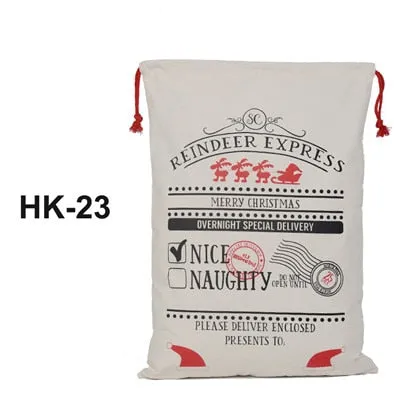 32 Styles Christmas Gift 2018 Santa Sacks 1pc Drawstring Canvas Santa Sack Xmas Canvas Bag Large Santa Claus Gift Bag Handmade