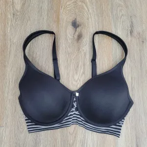 34B BLACK A478501 Breezies Floral Stripe Seamless Underwire