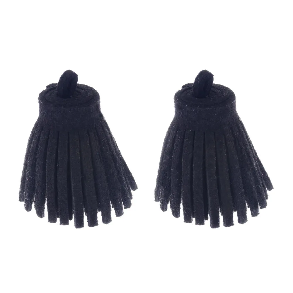 3CM Fiber Tassel Artificial Leather Tassel Fringe Tassels cute fat tassel DIY jewelry Accessories Pendent Charms Findings black 10pcs