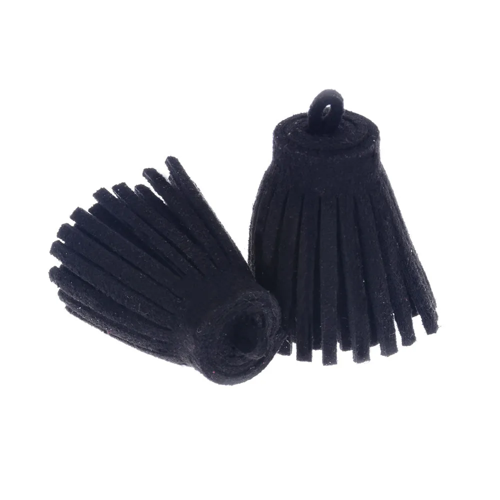 3CM Fiber Tassel Artificial Leather Tassel Fringe Tassels cute fat tassel DIY jewelry Accessories Pendent Charms Findings black 10pcs