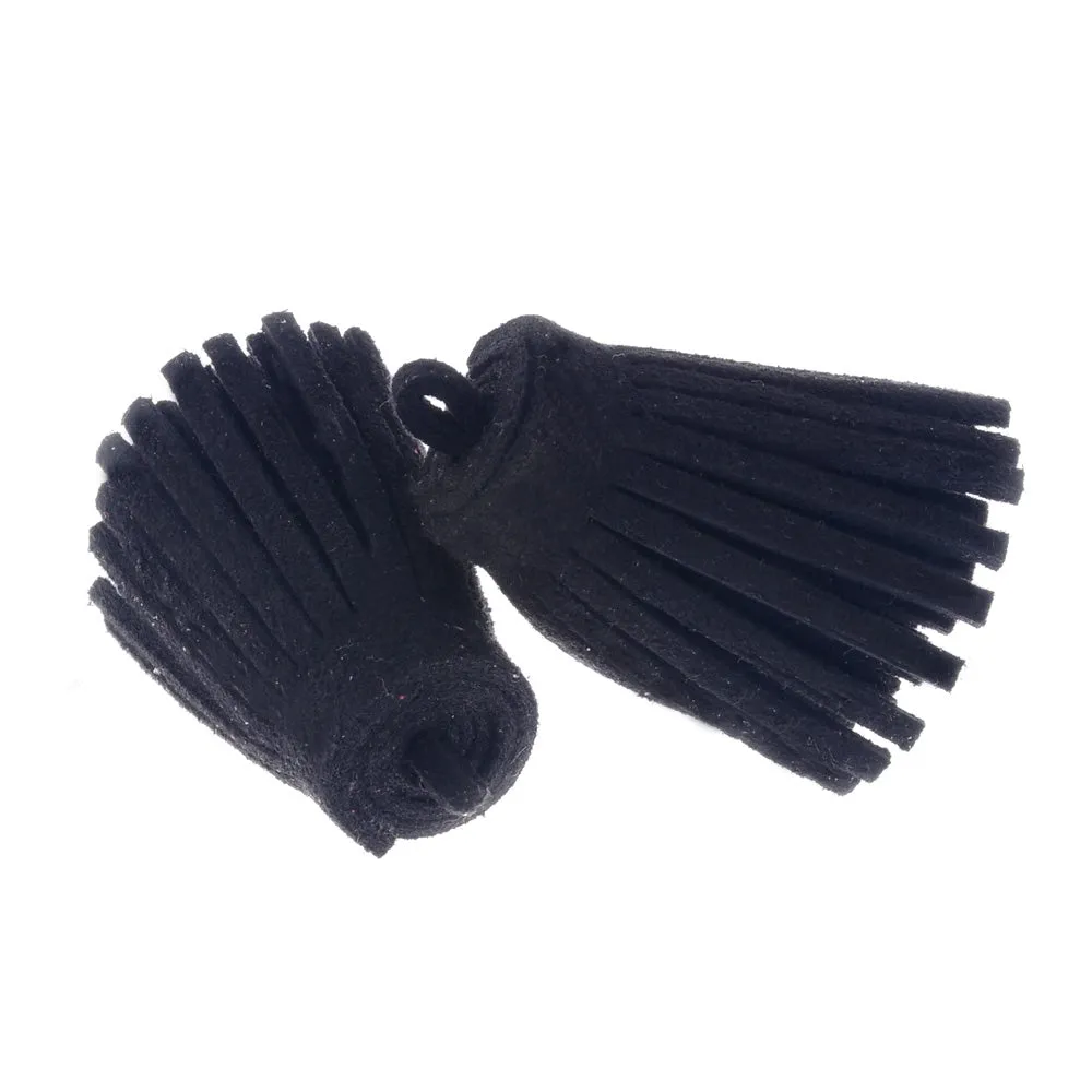 3CM Fiber Tassel Artificial Leather Tassel Fringe Tassels cute fat tassel DIY jewelry Accessories Pendent Charms Findings black 10pcs