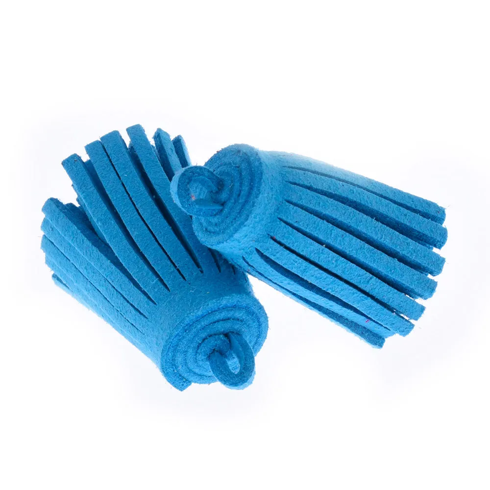 3CM Fiber Tassel Artificial Leather Tassel Fringe Tassels cute fat tassel DIY jewelry Accessories Pendent Charms Findings blue 10pcs