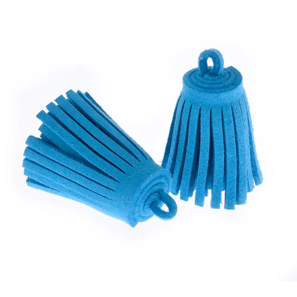 3CM Fiber Tassel Artificial Leather Tassel Fringe Tassels cute fat tassel DIY jewelry Accessories Pendent Charms Findings blue 10pcs