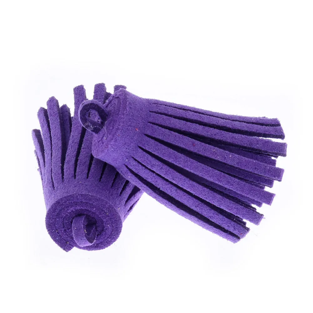 3CM Fiber Tassel Artificial Leather Tassel Fringe Tassels cute fat tassel DIY jewelry Accessories Pendent Charms Findings deep purple 10pcs