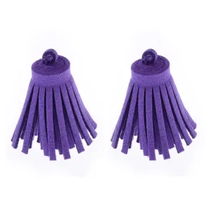 3CM Fiber Tassel Artificial Leather Tassel Fringe Tassels cute fat tassel DIY jewelry Accessories Pendent Charms Findings deep purple 10pcs