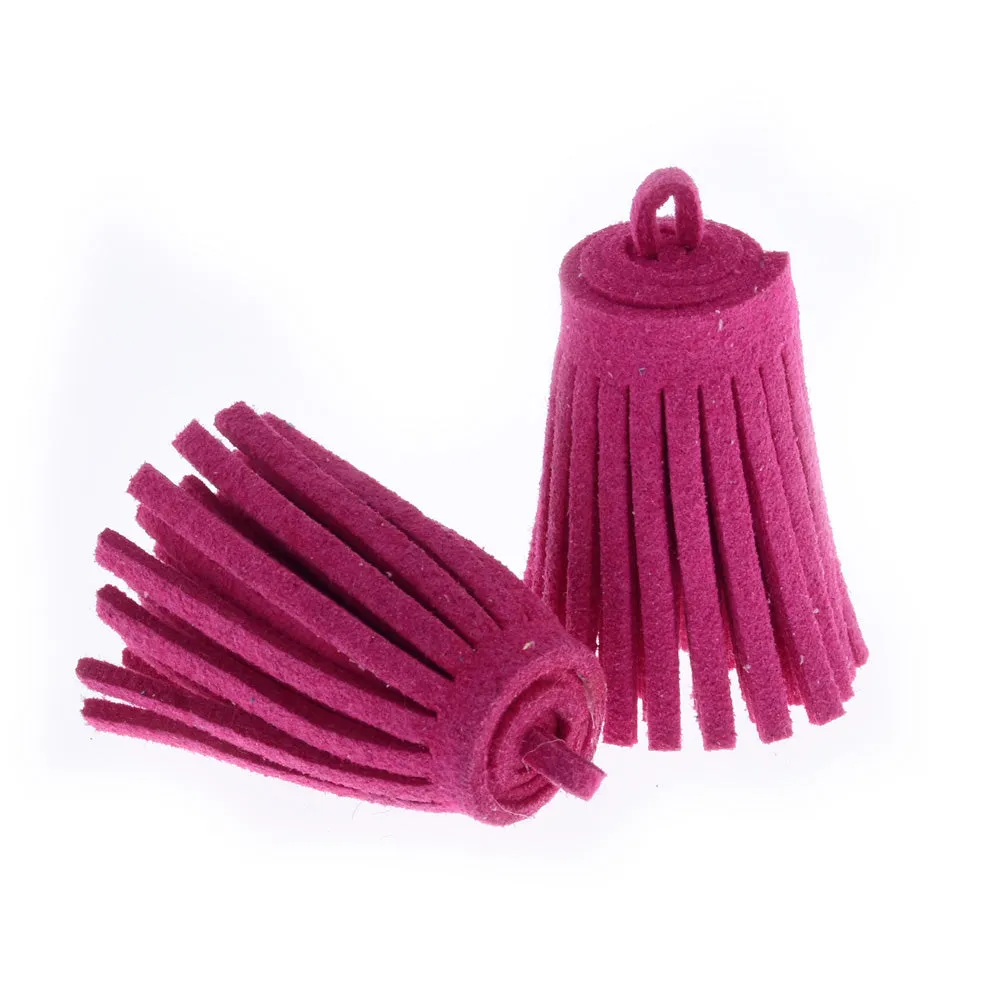 3CM Fiber Tassel Artificial Leather Tassel Fringe Tassels cute fat tassel DIY jewelry Accessories Pendent Charms Findings rose red 10pcs