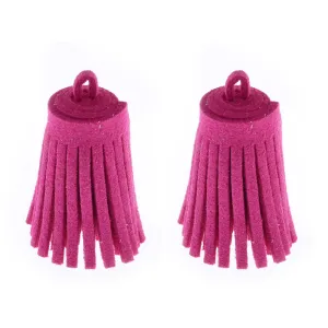 3CM Fiber Tassel Artificial Leather Tassel Fringe Tassels cute fat tassel DIY jewelry Accessories Pendent Charms Findings rose red 10pcs