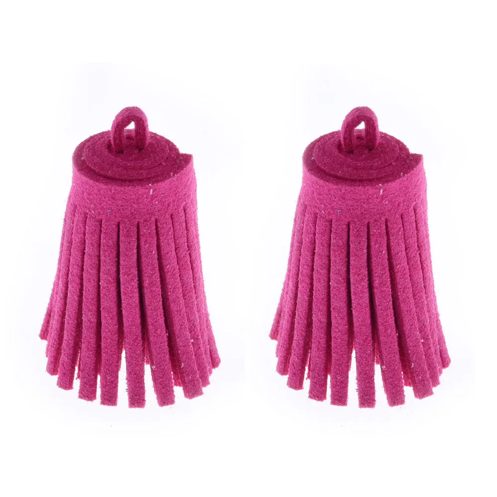 3CM Fiber Tassel Artificial Leather Tassel Fringe Tassels cute fat tassel DIY jewelry Accessories Pendent Charms Findings rose red 10pcs