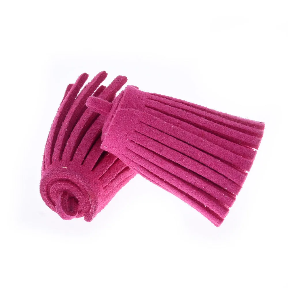 3CM Fiber Tassel Artificial Leather Tassel Fringe Tassels cute fat tassel DIY jewelry Accessories Pendent Charms Findings rose red 10pcs