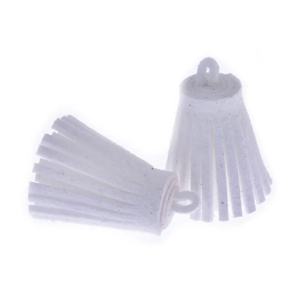 3CM Fiber Tassel Artificial Leather Tassel Fringe Tassels cute fat tassel DIY jewelry Accessories Pendent Charms Findings white 10pcs